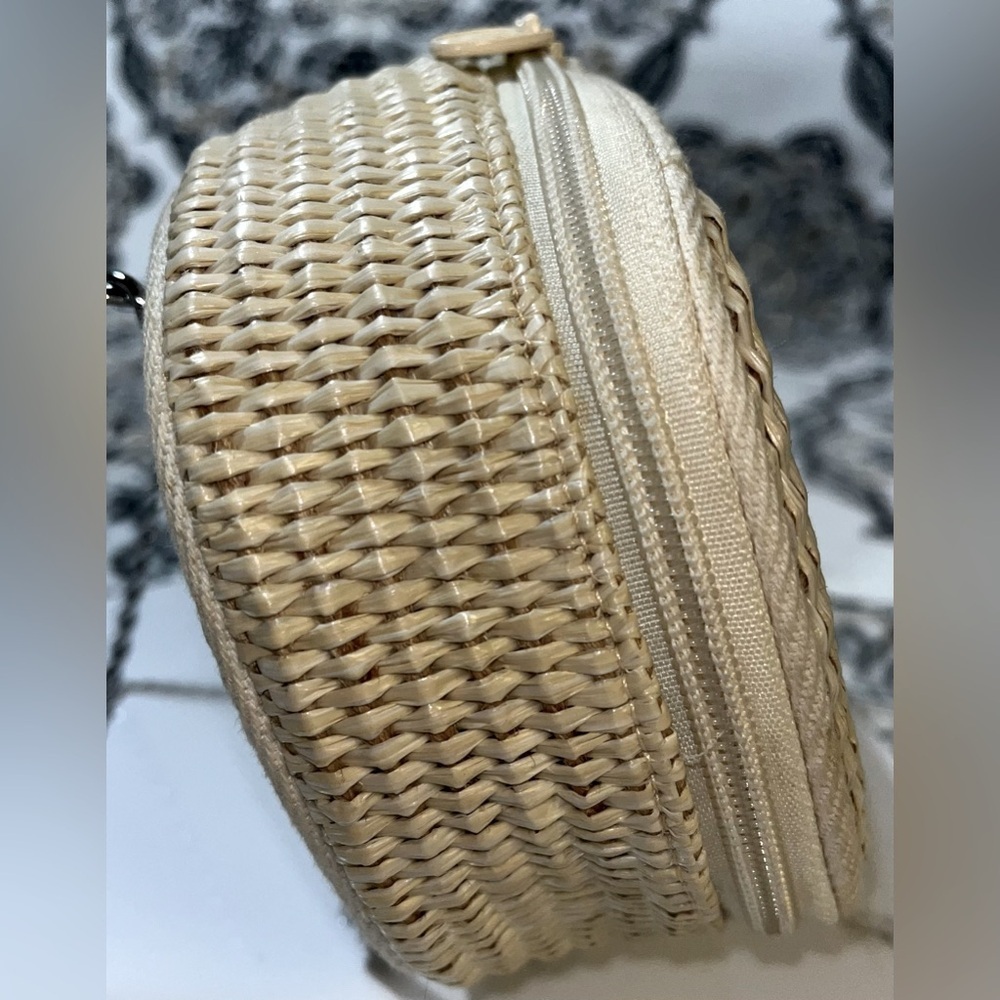 Vintage Christian DIOR Perfume Straw Weave Canvas Trim Dune Zip Tabs - Picture 7 of 14